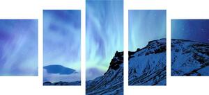 5-dílný obraz severské polární světlo