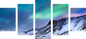 5-dílný obraz norská polární záře