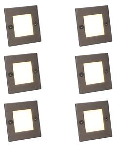 Sada 6 moderních zapuštěných bodových svítidel ocel vč. LED - Square 7
