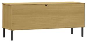Botník Oslo s kovovými nohami - masivní dřevo - 106x35x45 cm | hnědý