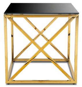 DekorStyle Odkládací stolek Nelja 55 cm černý/zlatý