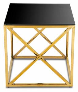 DekorStyle Odkládací stolek Nelja 55 cm černý/zlatý