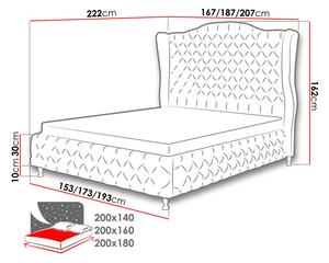 Čalouněná manželská postel 140x200 PLON - červená