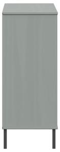 Botník Oslo s kovovými nohami - masivní dřevo - 95x35x87 cm | šedý