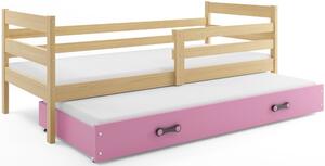 Dětská postel s přistýlkou ERYK 2 80x190 cm, borovice/růžová (Volba matrace: Pěnová matrace)