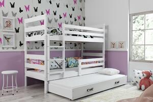 Patrová postel s přistýlkou ERYK 3 80x190 cm, bílá/bílá (Volba matrace: Pěnová matrace)