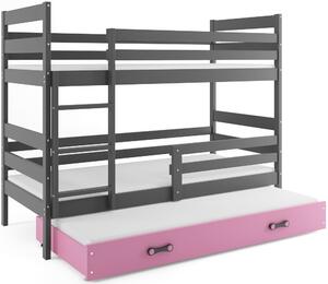 Patrová postel s přistýlkou ERYK 3 80x160 cm, grafitová/růžová (Volba matrace: Pěnová matrace)