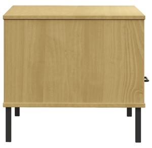 Konferenční stolek Oslo II s kovovými nohami - masivní borové dřevo | hnědý