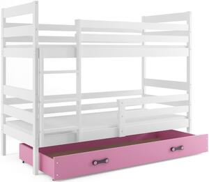 Patrová postel ERYK 80x160 cm, bílá/růžová (Volba matrace: Pěnová matrace)
