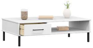 Konferenční stolek Oslo s kovovými nohami - masivní borové dřevo | bílý