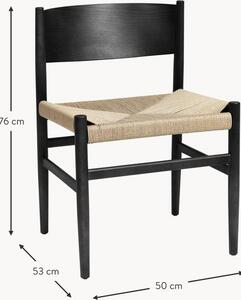 Dřevěná židle s tkaným sedákem Nestor, ručně vyrobená