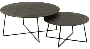 J-line Set dvou černých dřevěných konferenčních stolků Eve 80/60 cm