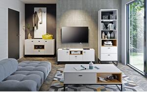 Televizní stolek OLIER Gib 135/55/40 Barva: bílá/dub artisan