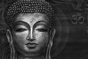 Tapeta tvář Budhy v černobílém provedení