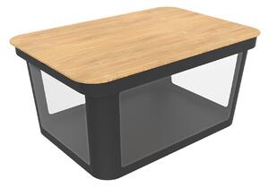 Rotho Úložný box / stolek s průhlednými stěnami, s bambusovým víkem, Rotho ALBRIS černý RT1045308080B
