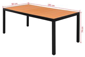 Zahradní jídelní stůl WPC deska - hnědý hliník | 185x90x74cm