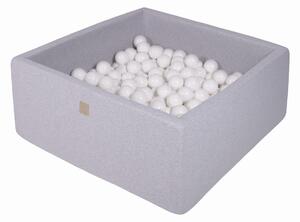 MeowBaby Suchý bazének s míčky 90x90x40cm s 200 míčky, čtvercový, šedý: bílá