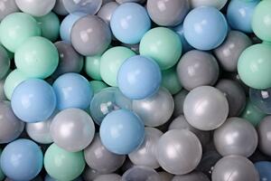 MeowBaby Suchý bazének s míčky 90x90x40cm s 200 míčky, čtvercový, šedý: perleťově bílá, šedá, průhledná, mátová, modrá