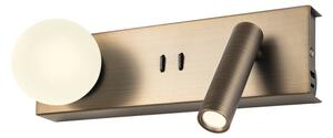 Redo Nástěnné LED svítidlo NORMA 5+3W, š. 28 cm, USB-A/USB-C Barva: Mosaz, Barva světla: 2700K