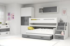 Dětská patrová postel s úložným prostorem a matracemi 80x200 IDA 1 - bílá / grafit