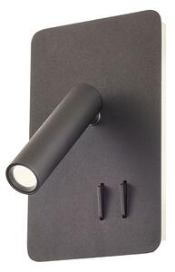 Redo Nástěnné LED svítidlo QUDA 9W, v. 18 cm, nestmívatelné, USB-A Barva: Černá, Barva světla: 2700K