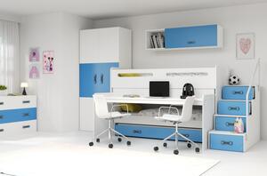 Dětská patrová postel s úložným prostorem bez matrací 80x200 IDA 1 - bílá / modrá