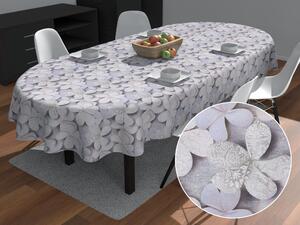 Biante Dekorační oválný ubrus PML-032 Designové květy na šedém 100x140 cm