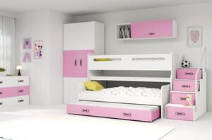 Dětská patrová postel s úložným prostorem bez matrací 80x200 IDA 1 - bílá / růžová