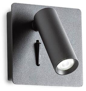 Redo Nástěnné LED svítidlo TOMIX, 3W, 86x86 mm, nestmívatelné Barva: Černá, Barva světla: 2700K