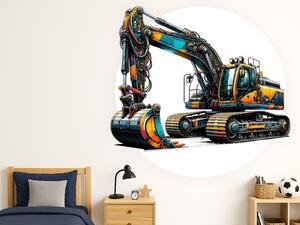 Hitech bagr textilní přelepitelná samolepka na zeď arch 45 x 40 cm