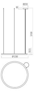 Redo Závěsné LED svítidlo HALLEY, 60W, ø 123 cm, CCT 2700-3000K