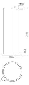 Redo Závěsné LED svítidlo HALLEY, 50W, ø 93 cm, CCT 2700-4000K
