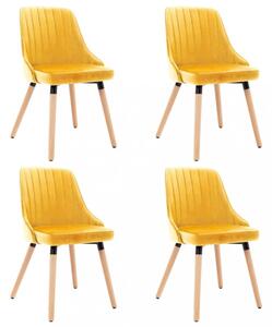 Jídelní židle 4 ks látka / buk Dekorhome Žlutá