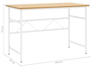 Psací stůl / PC stůl Fulton - 105 x 55 x 72 cm - MDF a kov | bílý a světlý dub