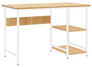 Psací stůl / PC stůl Freer - 105 x 55 x 72 cm - MDF a kov | bílý a světlý dub