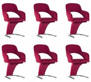 Jídelní židle 6 ks samet / chrom Dekorhome Světle růžová