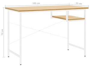 Psací stůl / PC stůl Erwood - 105 x 55 x 72 cm - MDF a kov | bílý a světlý dub