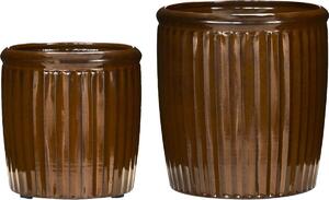 House Doctor Květináč Brown Groove menší Ø20 cm