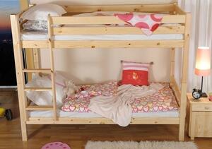 Dřevěná postel Patrová 90x200 + rošty ZDARMA (Barva dřeva: Bílá)
