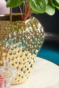 EDG Keramická váza ve tvaru jahody, zlatá barva, 26 cm