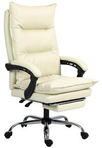 Vinsetto ergonomické kancelářské křeslo, náklon 155° s vysouvací opěrkou nohou, snadno čistitelná PU koženka, polstrované opěrky, otáčecí a výškově na