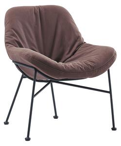 Jídelní židle KALIFA látka hnědá s efektem broušené kůže, kov černý lak mat