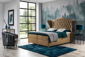 Luxusní boxspringová postel 140x200 RIANA - béžová + topper ZDARMA