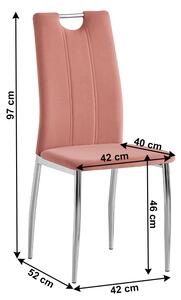 TEMPO Jídelní židle, růžová Velvet látka / chrom, OLIVA NEW