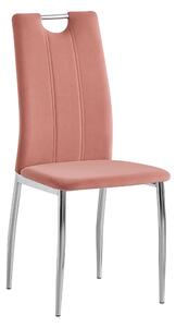 TEMPO Jídelní židle, růžová Velvet látka / chrom, OLIVA NEW