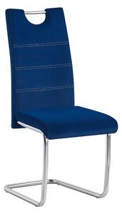 TEMPO Jídelní židle, modrá Velvet látka, ABIRA NEW