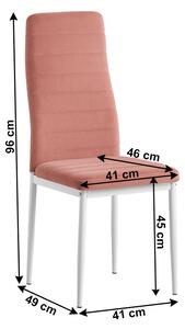 TEMPO Židle, růžová, velvet látka / bílý kov, COLETA NOVA
