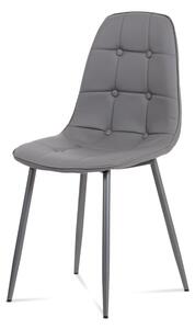 Jídelní židle očalouněná šedou ekokůží s designovým prošitím CT-393 GREY