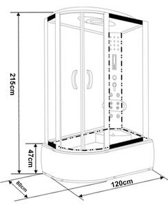 BPS-koupelny Hydromasážní box HYD-A03 120 P, 120x80 pravý bez sauny