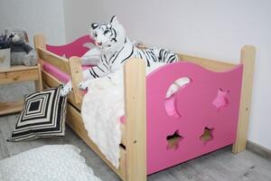 Dětská postel Seweryn 70x160cm s roštem, růžová (Barva dřeva: Borovice)